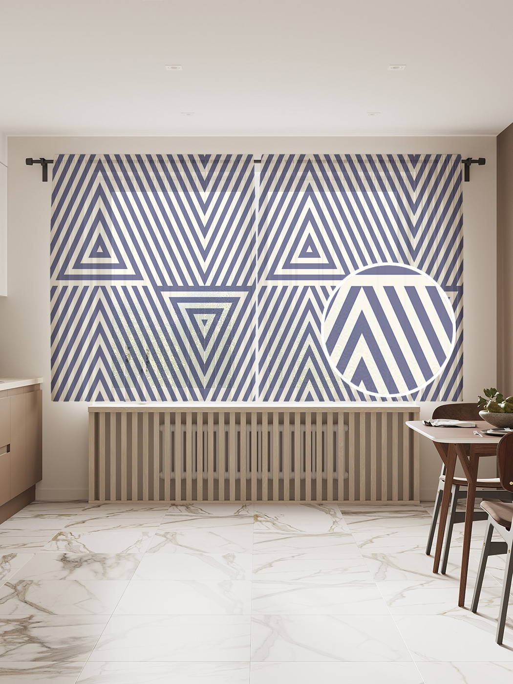 

Фототюль JoyArty "Треугольники с зигзагами" 145x180см, 2 полотна, лента, 50 крючков, Треугольники с зигзагами