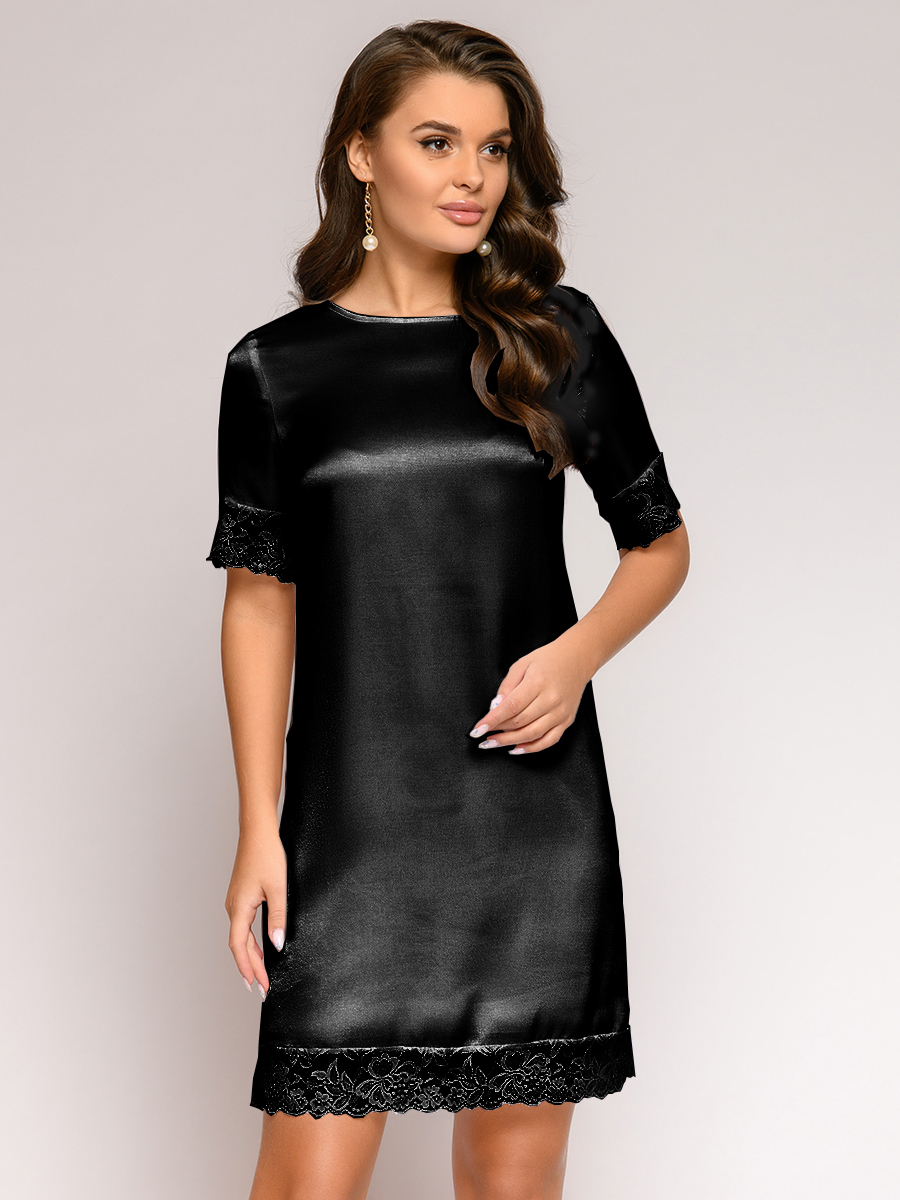 

Платье домашнее женское 1001dress 0112017-40032 черное 44-46, 0112017-40032