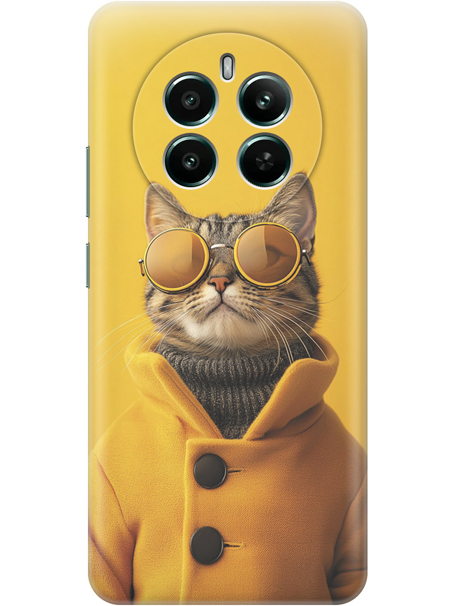 

Силиконовый чехол на Realme 12+ 5g / Narzo 70 Pro 5g с принтом "Котик в желтых очках", Прозрачный;желтый;черный, 783983212