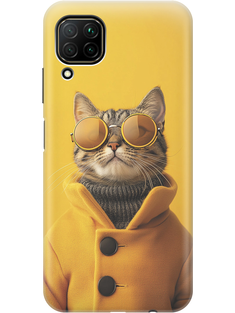 

Силиконовый чехол на Huawei P40 Lite с принтом "Котик в желтых очках", Прозрачный;желтый;черный, 722839712