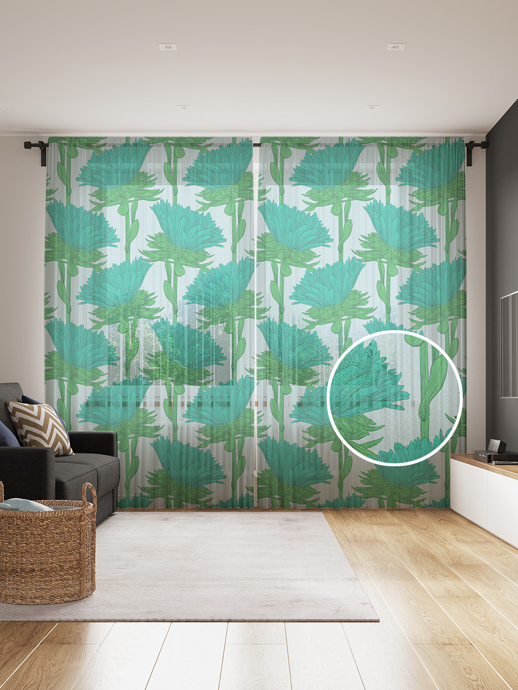 

Фототюль JoyArty "Темные астры", 145x265см (2 полотна со шторной лентой + 50 крючков), Темные астры