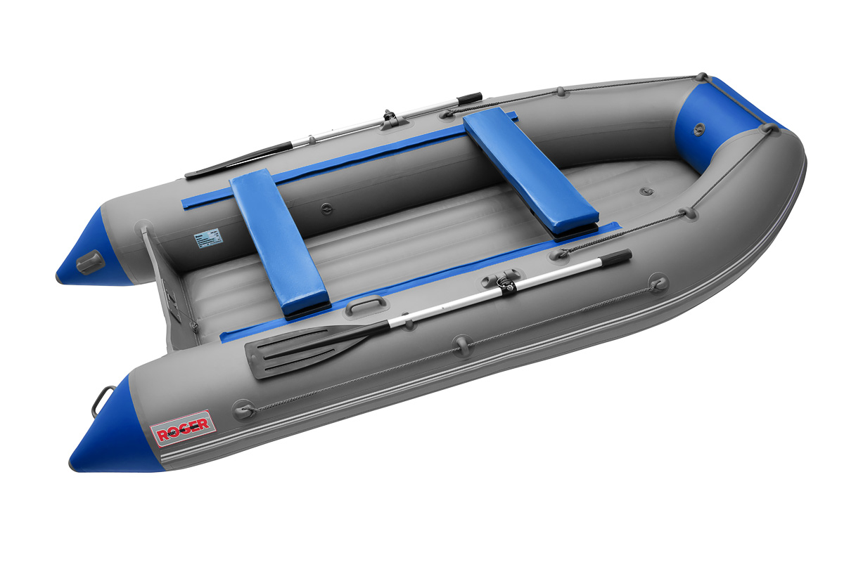 Лодка надувная ПВХ под мотор ROGER Zefir 3300 LT, серый-синий