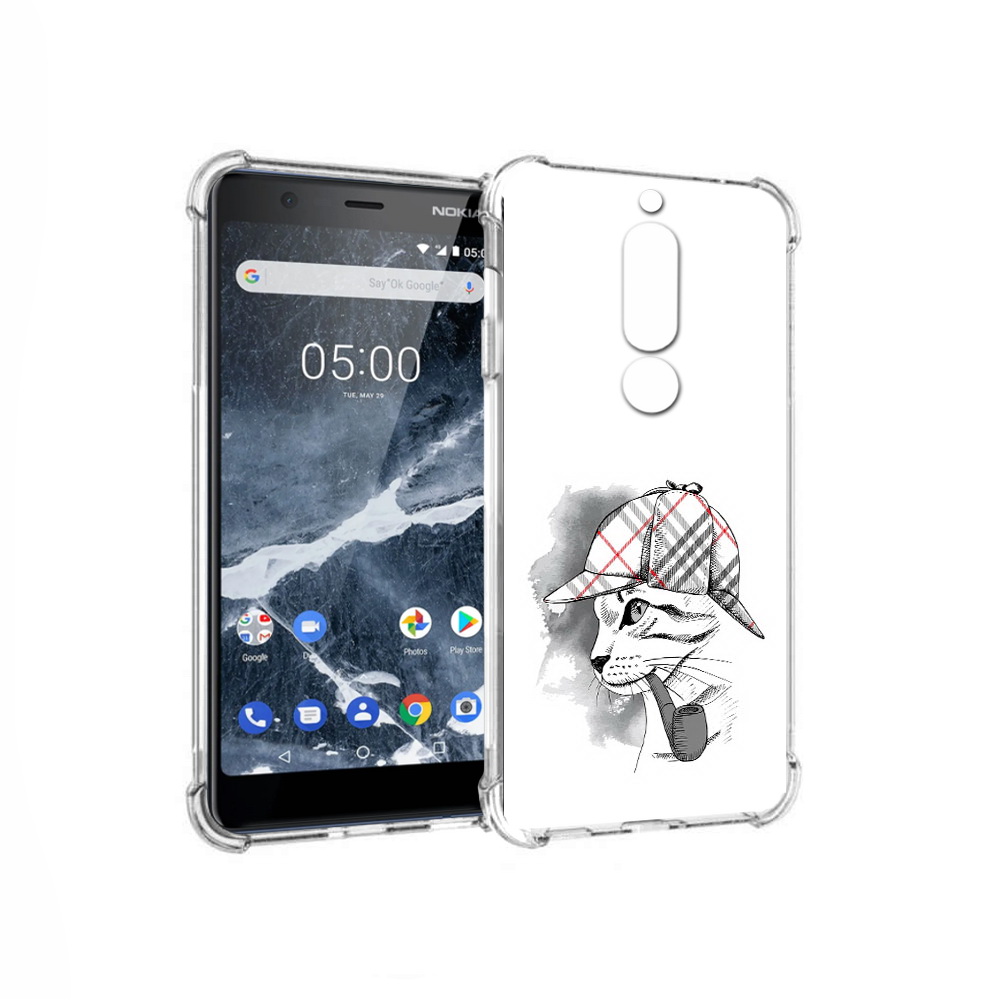 

Чехол MyPads Tocco для Nokia 5.1 кошка с трубкой (PT114144.121.405), Прозрачный, Tocco