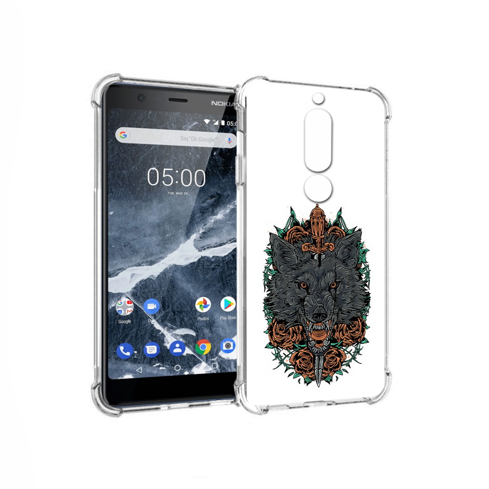 

Чехол MyPads Tocco для Nokia 5.1 красивый злой волк (PT114144.121.409), Прозрачный, Tocco