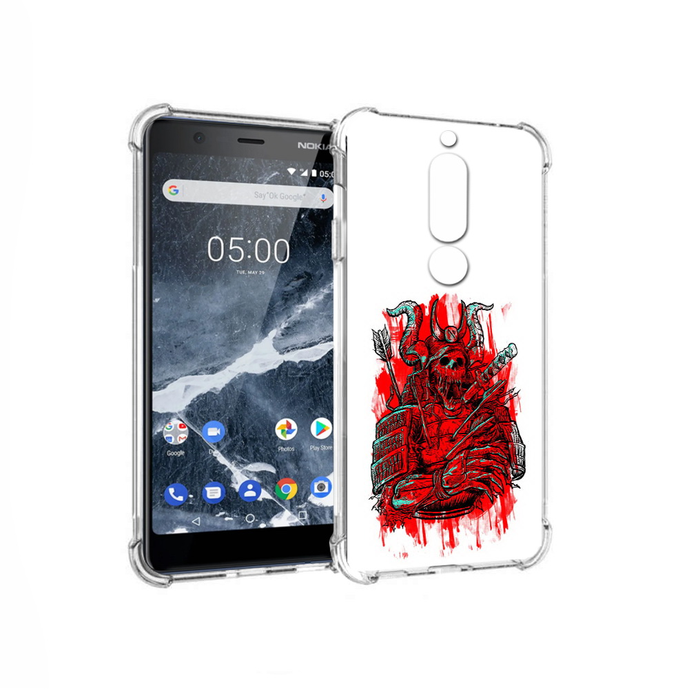 

Чехол MyPads Tocco для Nokia 5.1 красный скелет воин (PT114144.121.413), Прозрачный, Tocco