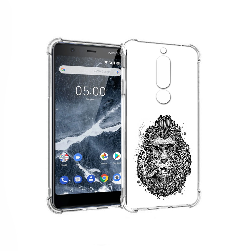 

Чехол MyPads Tocco для Nokia 5.1 курящий лев (PT114144.121.432), Прозрачный, Tocco