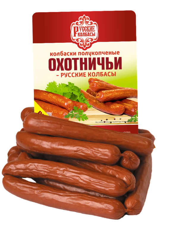 

Колбаски полукопченые Русские колбасы Охотничьи