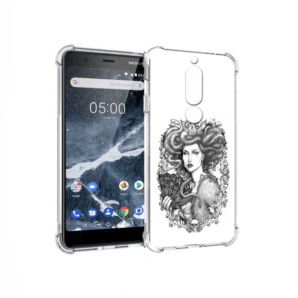 

Чехол MyPads Tocco для Nokia 5.1 медуза черно белый (PT114144.121.472), Прозрачный, Tocco