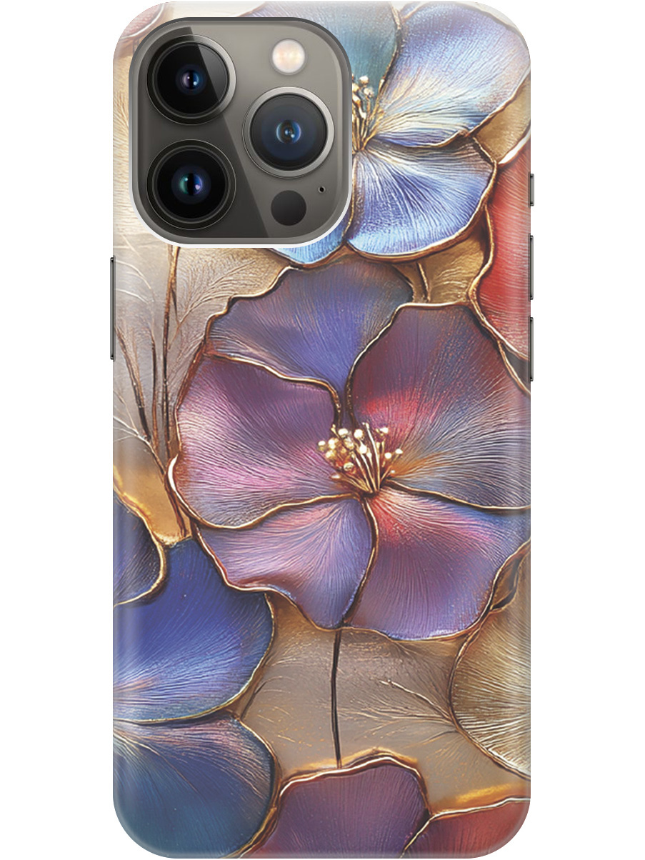 

Силиконовый чехол на Apple iPhone 14 Pro Max с принтом "Позолоченные цветы", Прозрачный;золотистый;красный;синий, 745400824