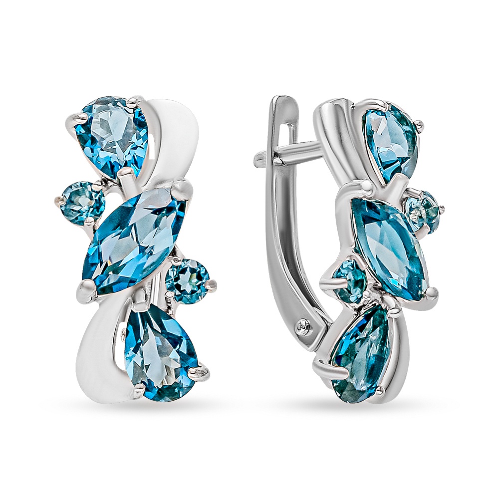 Серьги из серебра с топазом/фианитом 585Gold 702009125