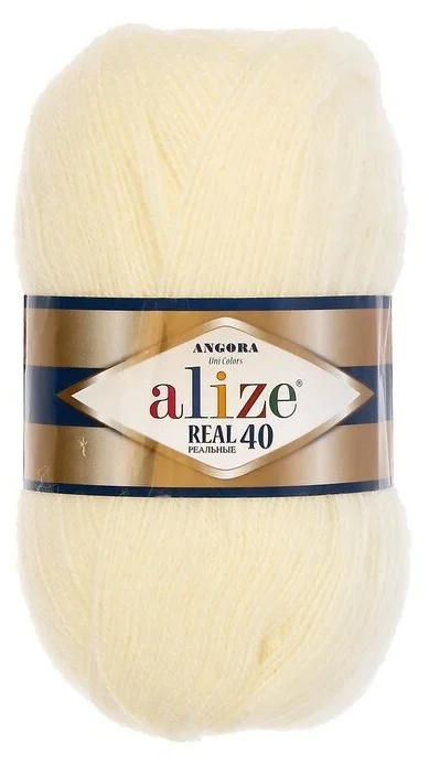 

Пряжа Alize AHGORA.REAL.40.01 Angora Real 001 кремовый, 1 шт, Angora Real