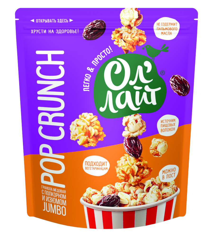 

Гранола Ол'Лайт PopCrunch медовая с попкорном и изюмом Jumbo 40 г