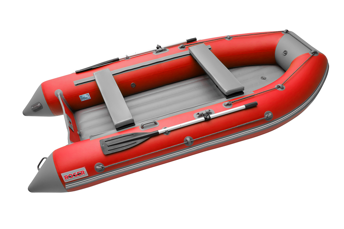 Лодка надувная ПВХ под мотор ROGER Zefir 3300 LT, красный-серый