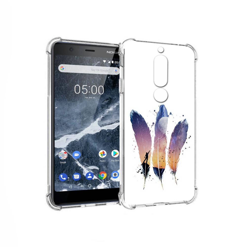 

Чехол MyPads Tocco для Nokia 5.1 небесные перья (PT114144.121.519), Прозрачный, Tocco