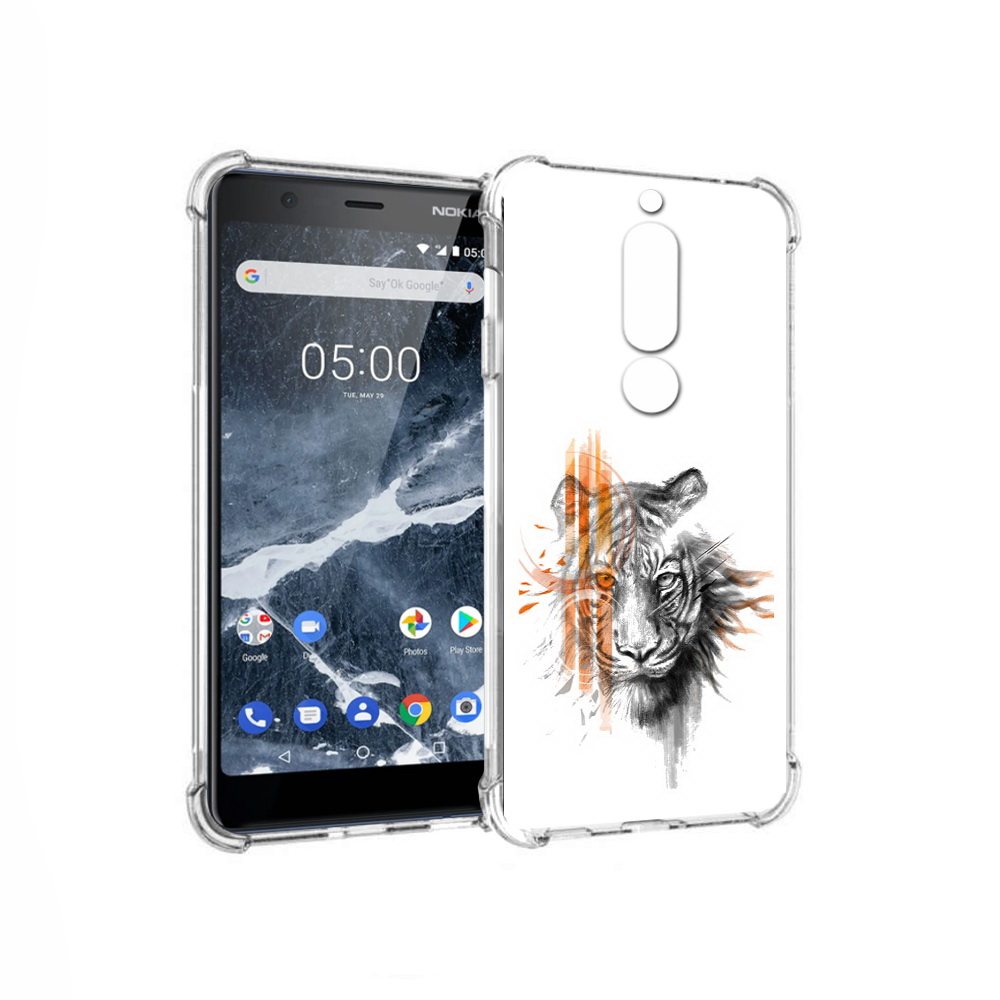 

Чехол MyPads Tocco для Nokia 5.1 огненный тигр (PT114144.121.526), Прозрачный, Tocco