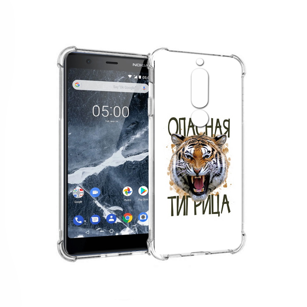 

Чехол MyPads Tocco для Nokia 5.1 опасная тигрица (PT114144.121.527), Прозрачный, Tocco