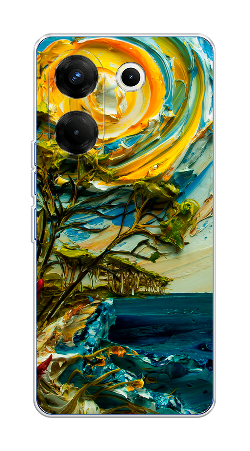

Чехол на Tecno Camon 20 Pro 5G "Солнце живопись", Желтый;синий, 304050-4