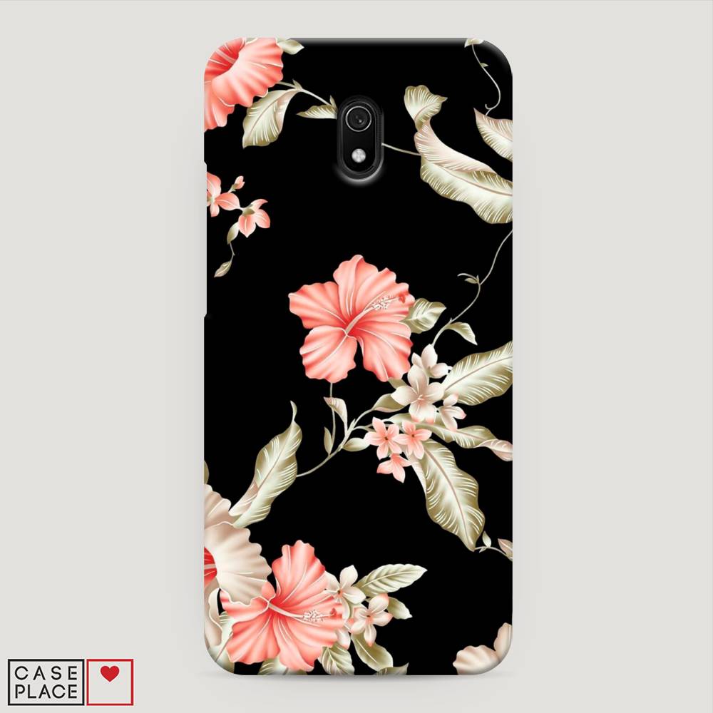 

Пластиковый чехол "Цветы на черном" на Xiaomi Redmi 8A, 37220-6