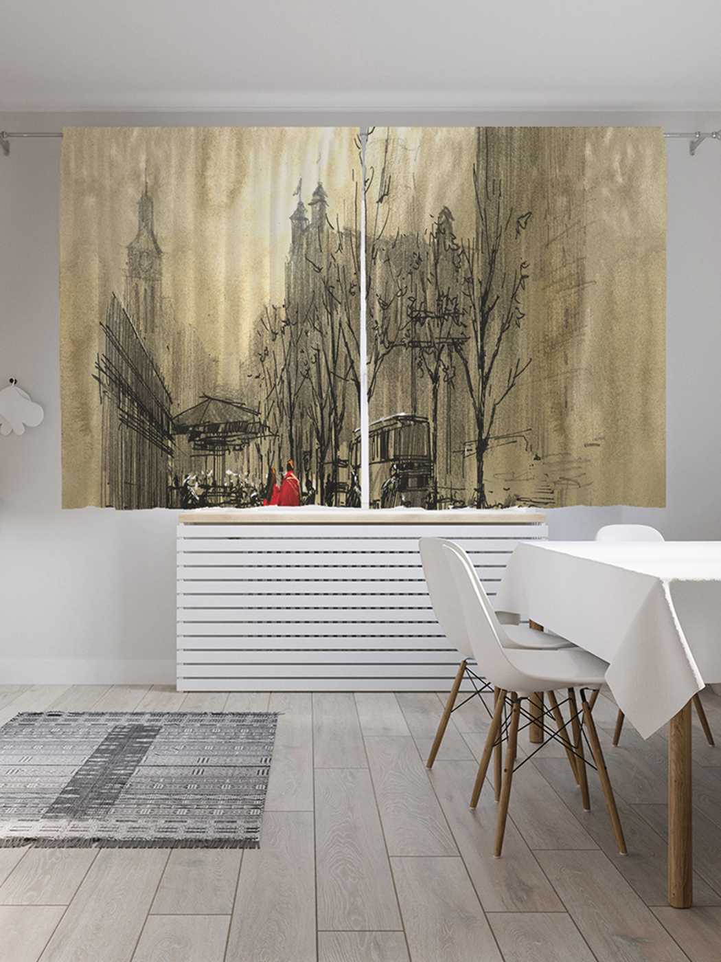 

Классические шторы JoyArty "Туманный город", серия Oxford DeLux, 2 полотна 145x180 см, Туманный город