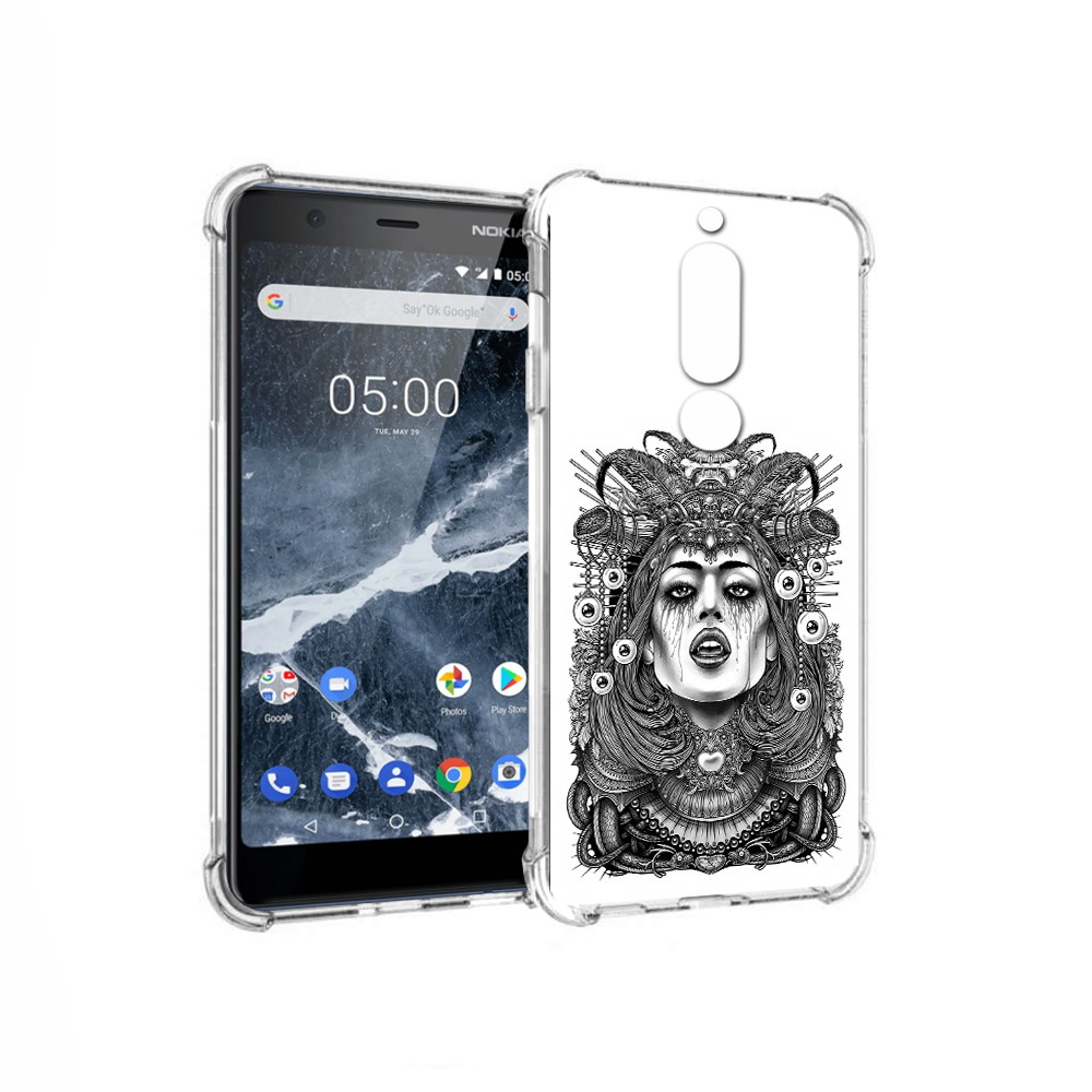 

Чехол MyPads Tocco для Nokia 5.1 портрет девушки черно белый (PT114144.121.551), Прозрачный, Tocco