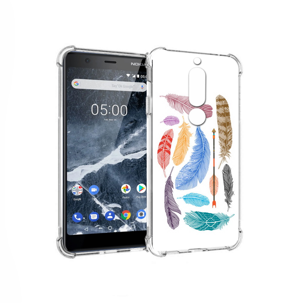

Чехол MyPads Tocco для Nokia 5.1 разноцветные перья (PT114144.121.572), Прозрачный, Tocco