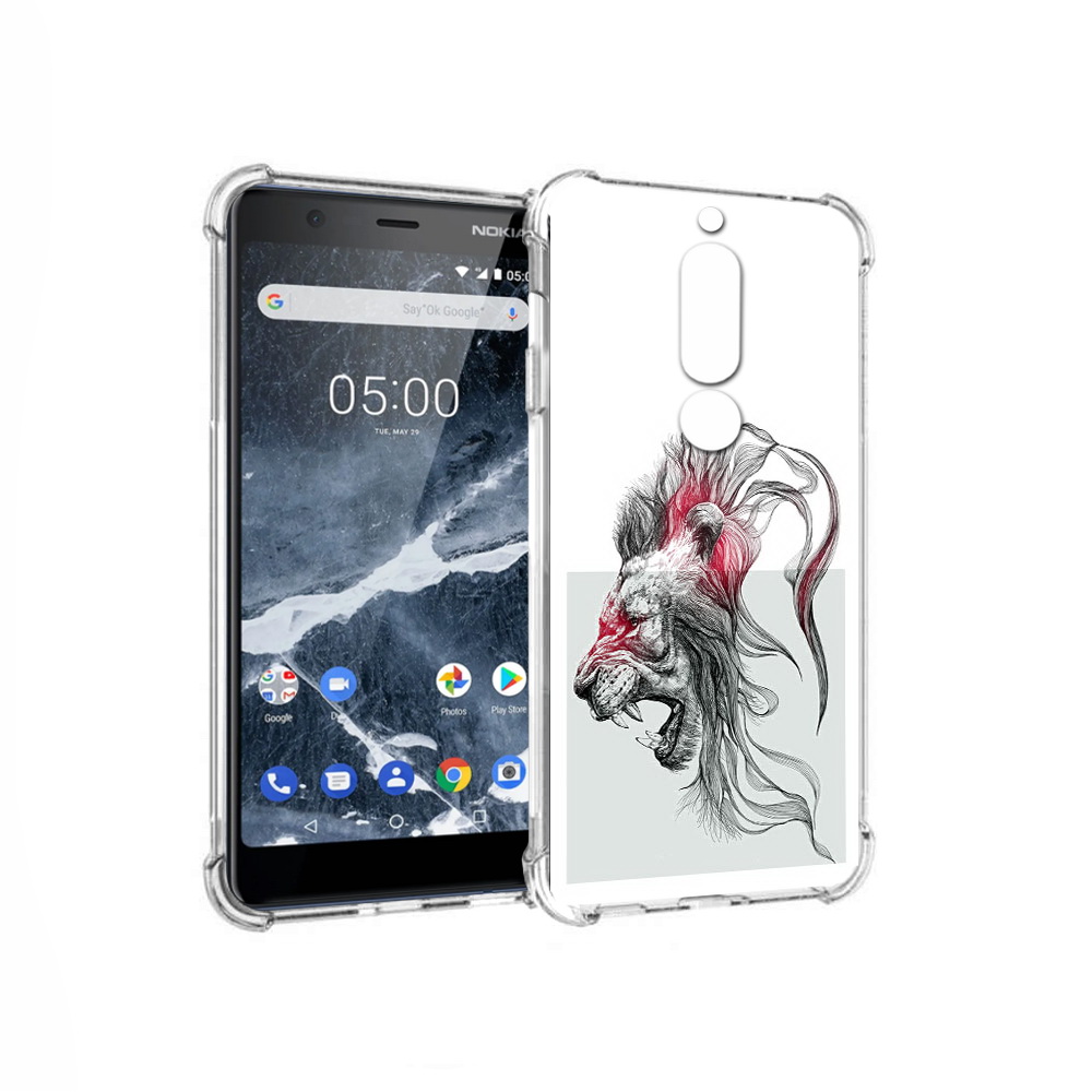 

Чехол MyPads Tocco для Nokia 5.1 разъяренный лев (PT114144.121.576), Прозрачный, Tocco