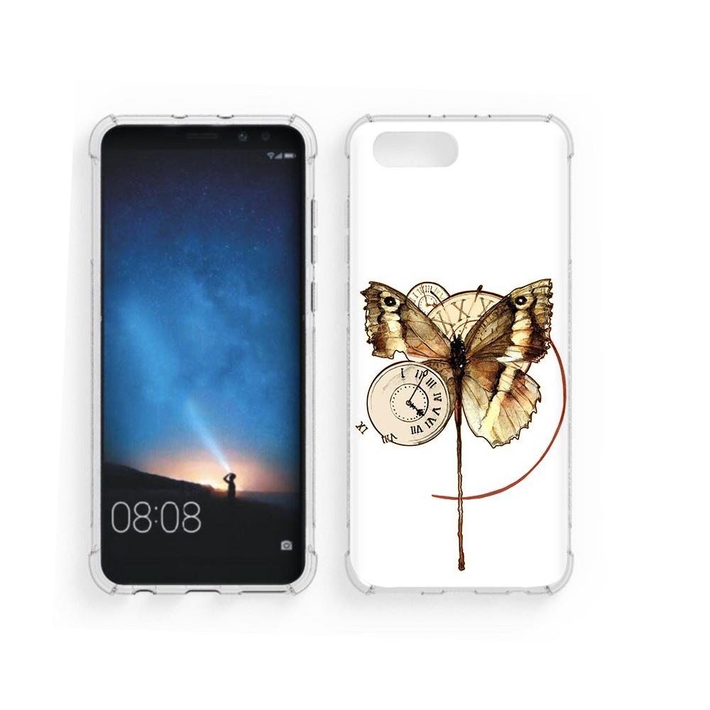 Чехол MyPads Tocco для Honor V10 старинные часы с бабочкой (PT98539.62.622)