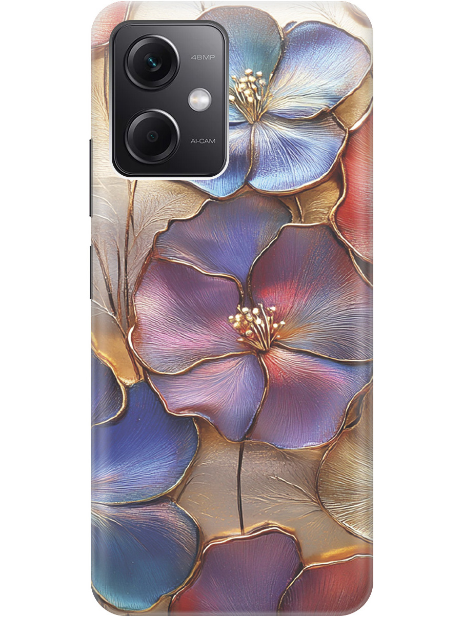 

Силиконовый чехол на Xiaomi Redmi Note 12 с принтом "Позолоченные цветы", Прозрачный;золотистый;красный;синий, 762098324