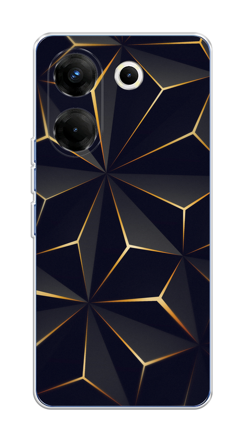 

Чехол на Tecno Camon 20 Pro 5G "Черные полигоны", Золотистый;черный, 304050-3