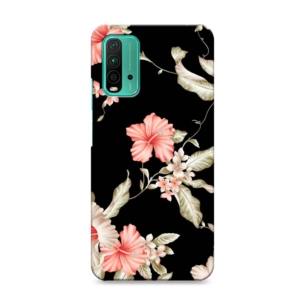 

Пластиковый чехол "Цветы на черном" на Xiaomi Redmi 9T, 39820-6