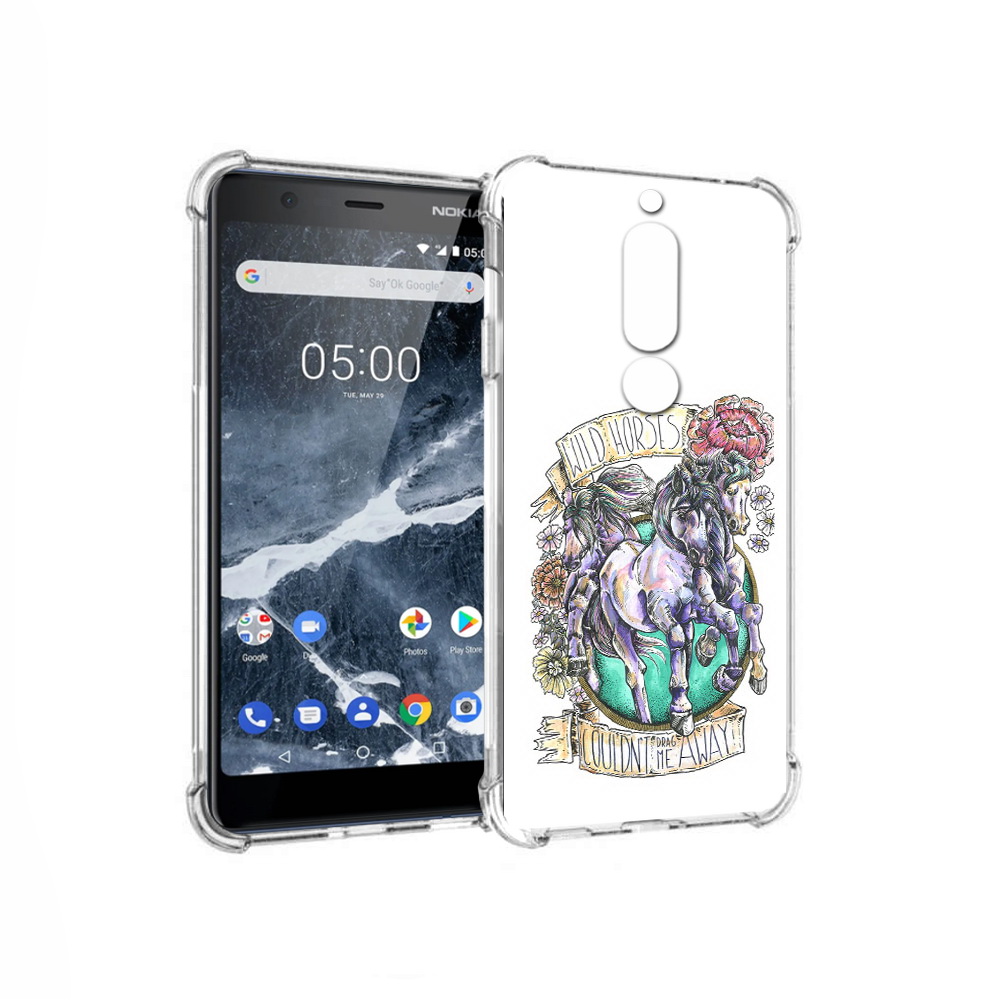 

Чехол MyPads Tocco для Nokia 5.1 рисунок коней в цветах (PT114144.121.582), Прозрачный, Tocco