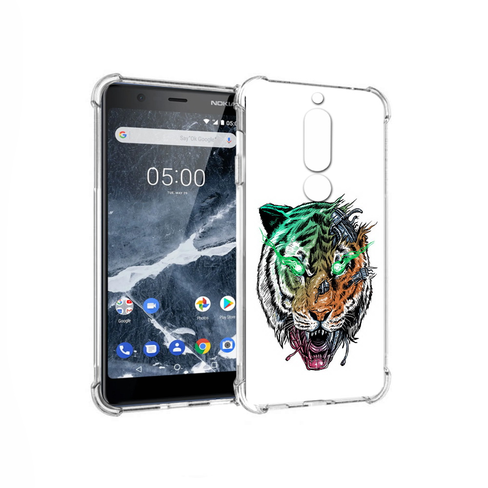 

Чехол MyPads Tocco для Nokia 5.1 робо-тигр (PT114144.121.584), Прозрачный, Tocco