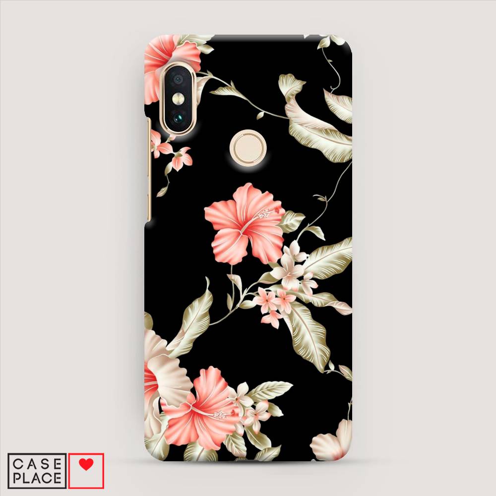фото Пластиковый чехол "цветы на черном" на xiaomi redmi note 5 awog