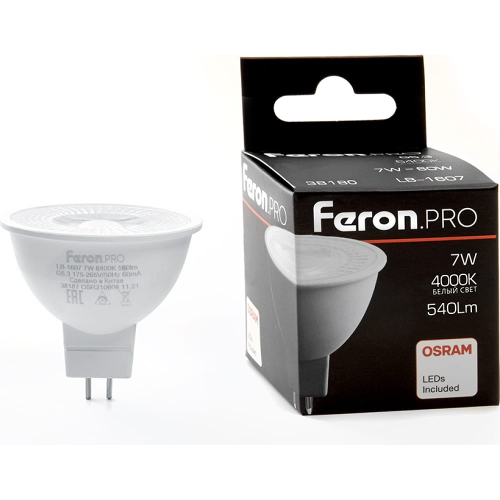 Feron.PRO Лампа светодиодная LB-1607 G5.3 7W 4000K, 3818