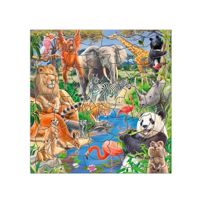 

Пазл фигурный на подложке «Дикие животные», 45 деталей