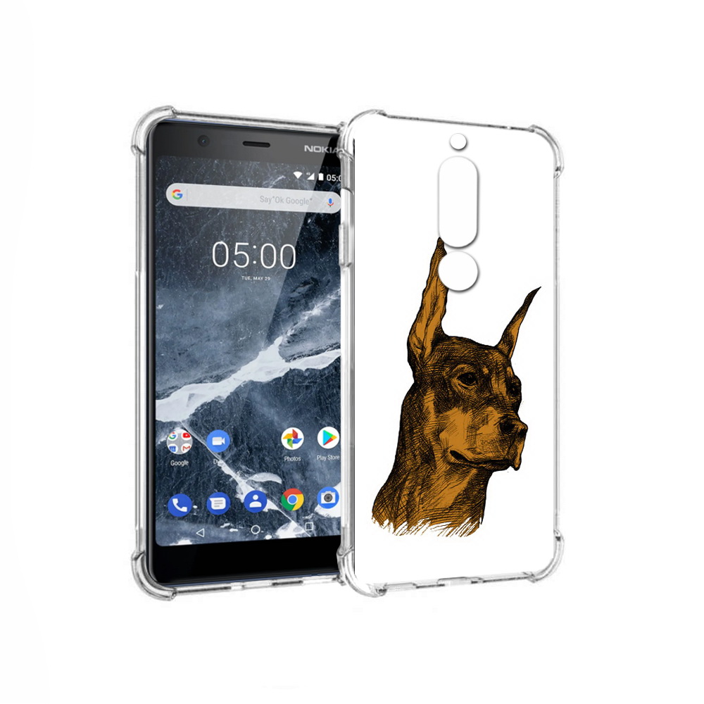 

Чехол MyPads Tocco для Nokia 5.1 скетч доберман (PT114144.121.605), Прозрачный, Tocco