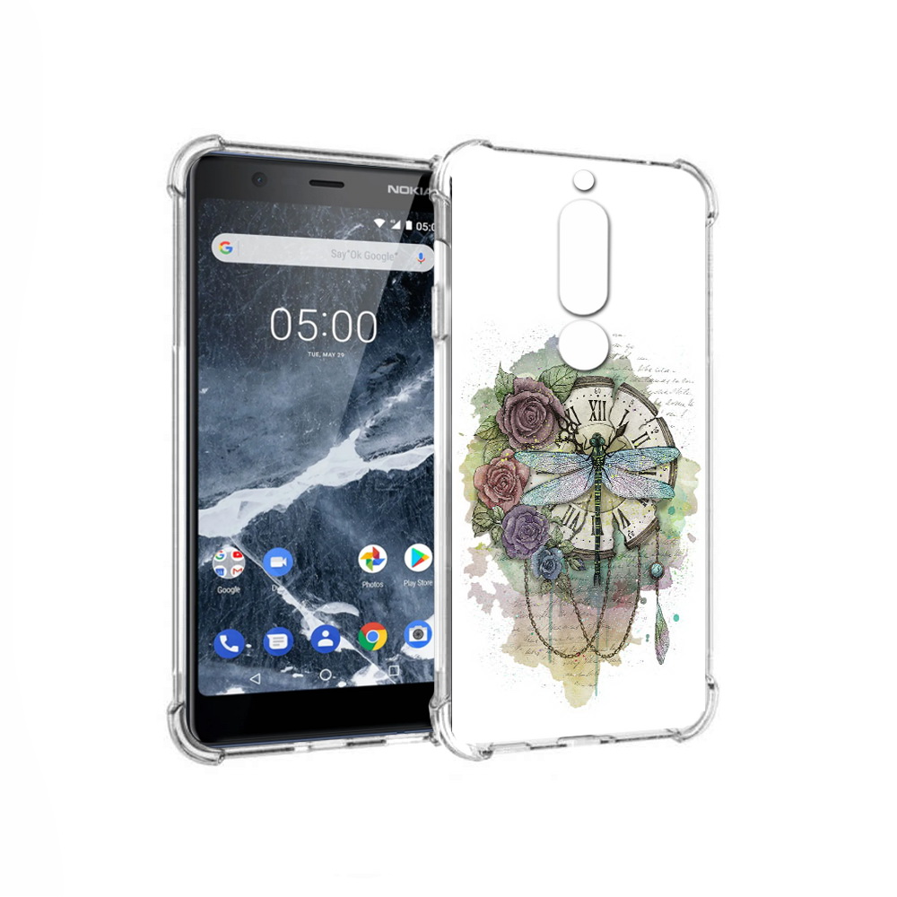 Чехол MyPads Tocco для Nokia 5.1 старинные часы в цветах (PT114144.121.621)