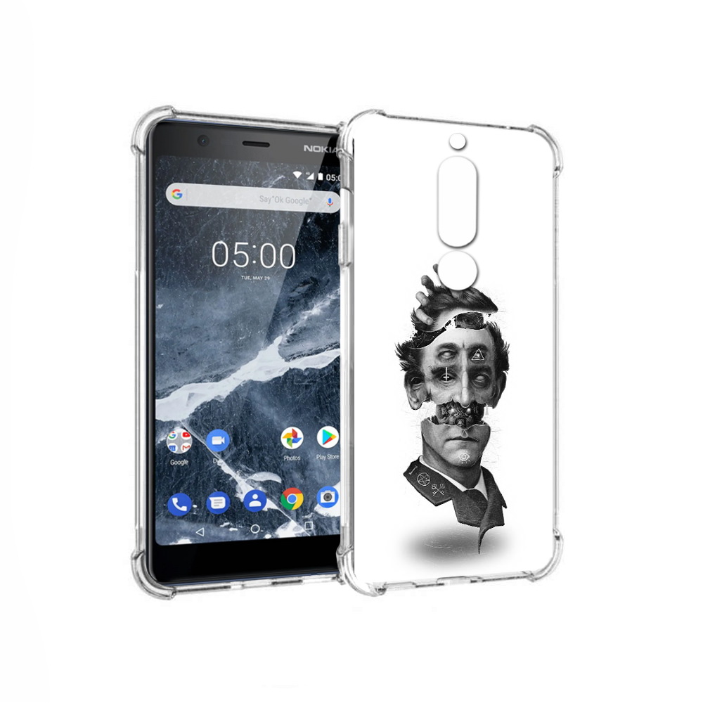 

Чехол MyPads Tocco для Nokia 5.1 страшное лицо абстракция (PT114144.121.628), Прозрачный, Tocco