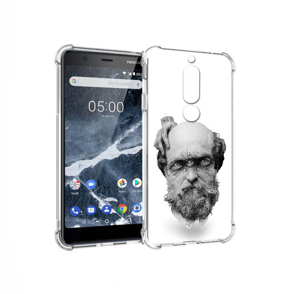 

Чехол MyPads Tocco для Nokia 5.1 страшный бородатый мужчина абстракция (PT114144.121.630), Прозрачный, Tocco