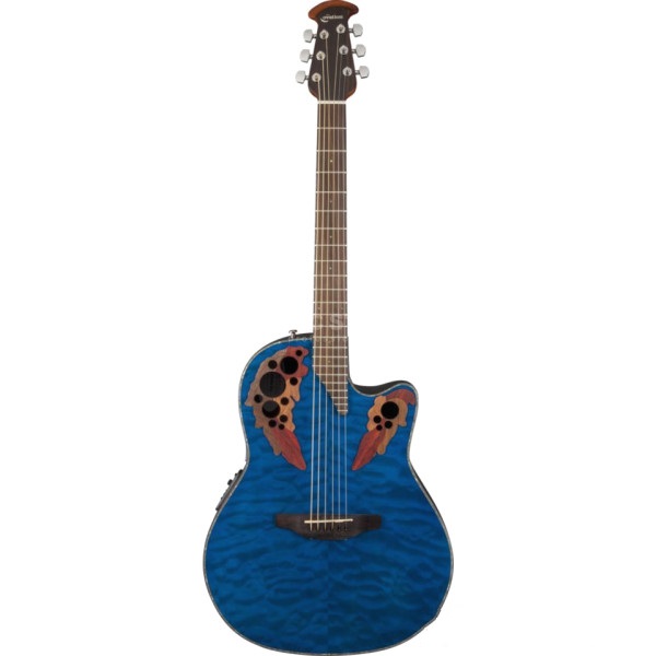 Гитара Ovation Ce44p-8tq Celebrity Elite Plus Mid Cutaway Trans Blue Quilt Maple