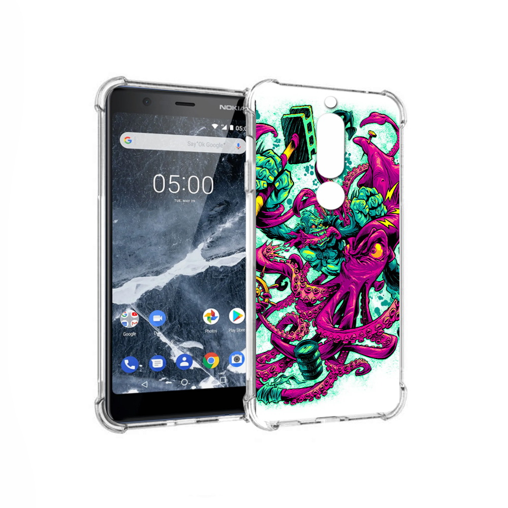 

Чехол MyPads Tocco для Nokia 5.1 фиолетовый кракен (PT114144.121.657), Прозрачный, Tocco