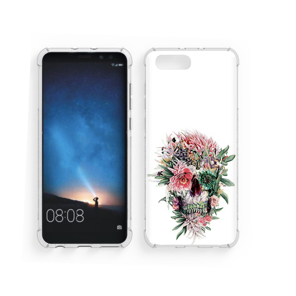 

Чехол MyPads Tocco для Honor V10 череп из цветов (PT98539.62.677), Прозрачный, Tocco