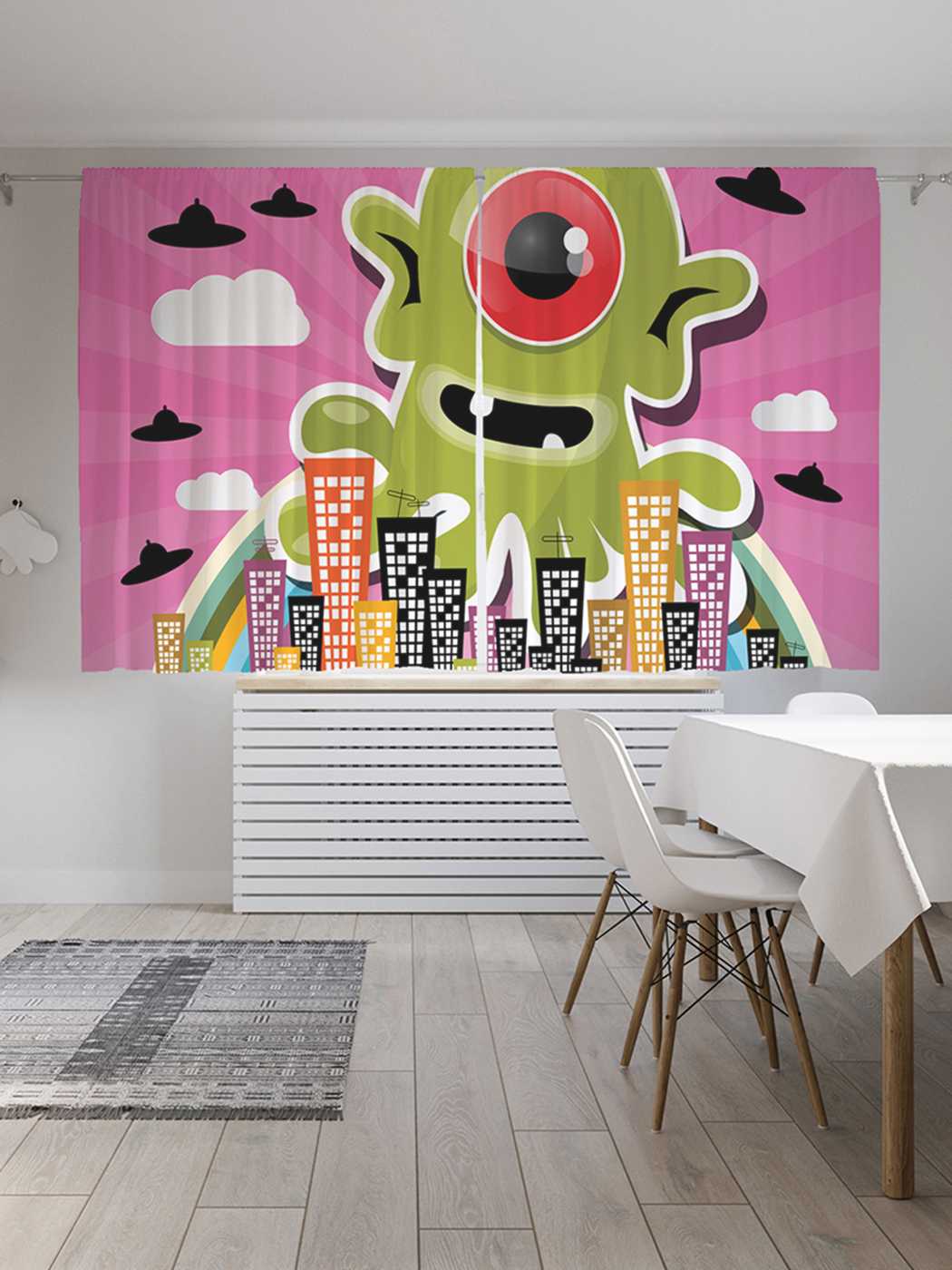 

Классические шторы JoyArty "Инопланетный гость", серия Oxford DeLux, 2 полотна 145x180 см, Инопланетный гость