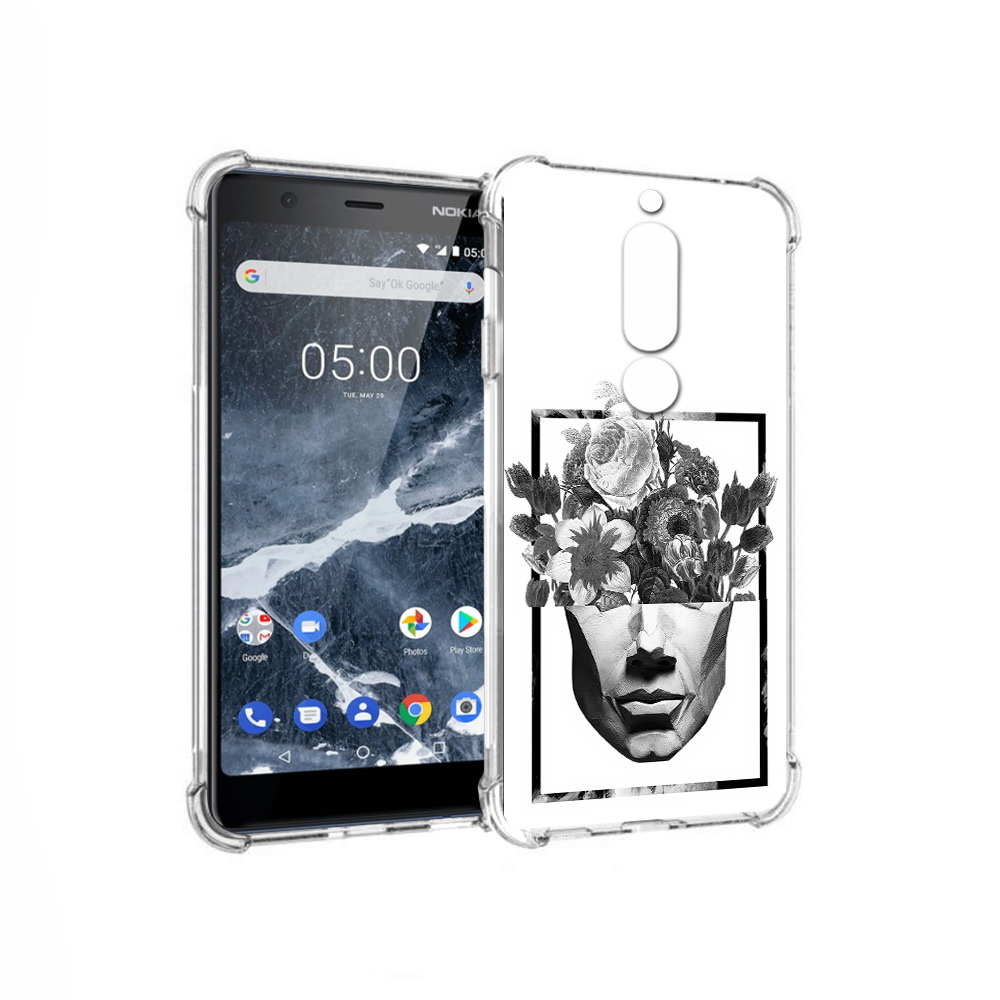 

Чехол MyPads Tocco для Nokia 5.1 черно белая ваза в абстракции (PT114144.121.678), Прозрачный, Tocco
