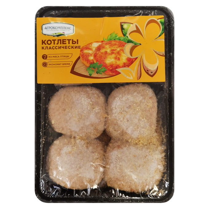 

Котлеты куриные Агрокомплекс Натуральные Продукты Классические охлажденные +-1 кг