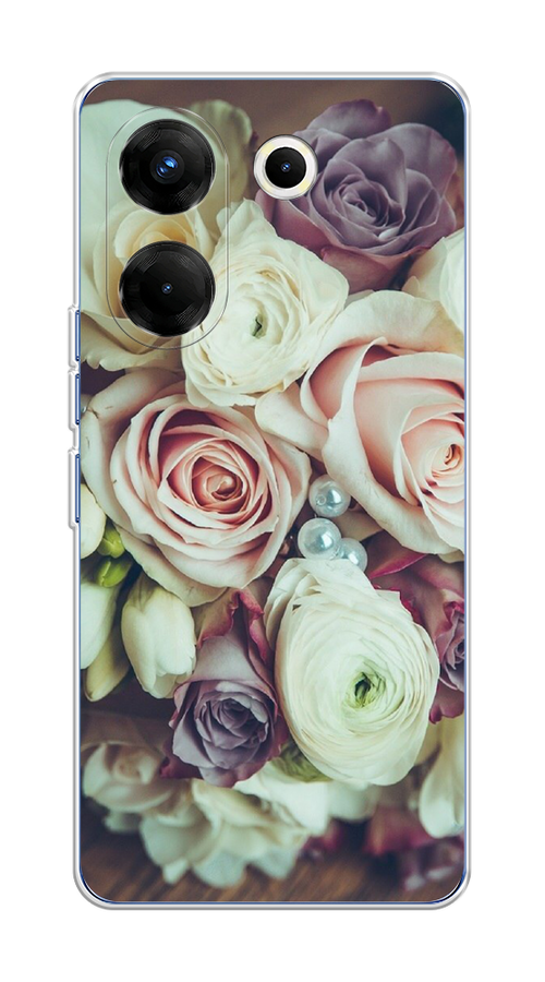 

Чехол на Tecno Camon 20 Pro 5G "Свадебный букет", Белый;фиолетовый, 304050-2