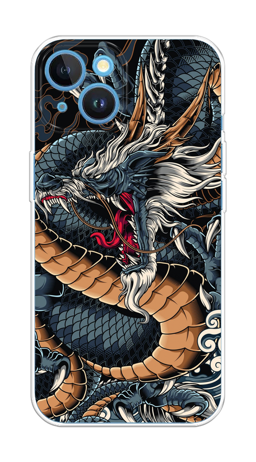 

Чехол на Apple iPhone 15 "Japanese Dragon", Коричневый;черный;синий, 15550-1