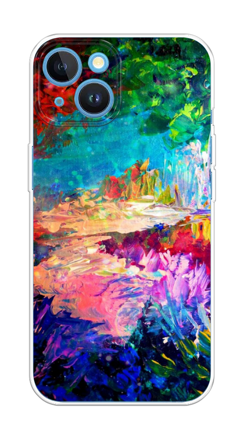 

Чехол на Apple iPhone 15 "Лес-гуашь", Синий;розовый;зеленый, 15550-1