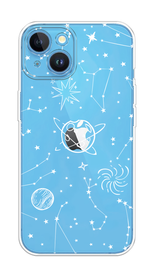 

Чехол на Apple iPhone 15 "Планеты в космосе", Белый, 15550-1