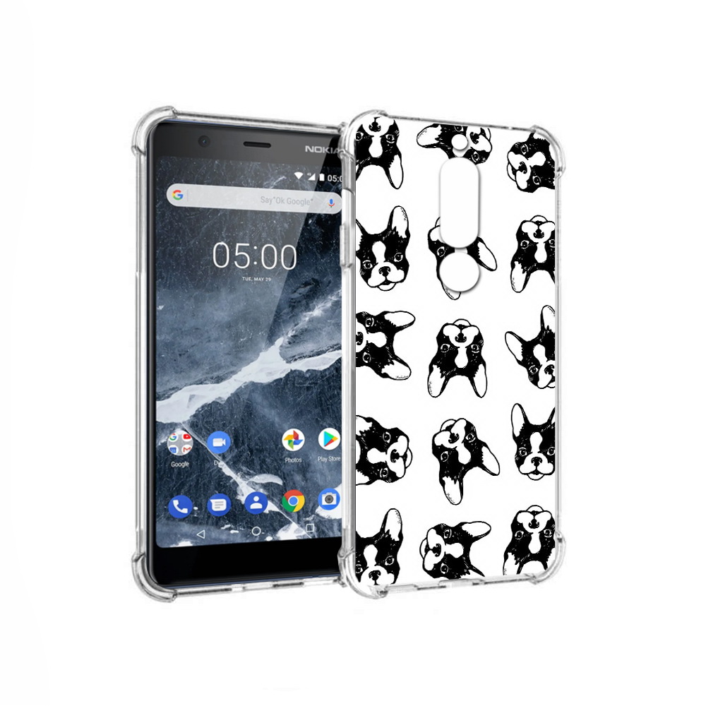 

Чехол MyPads Tocco для Nokia 5.1 черно белые собачки (PT114144.121.683), Прозрачный, Tocco